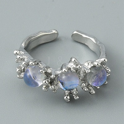 Resin Half Round Open Cuff Ring RJEW-TAC0007-02A-P-1
