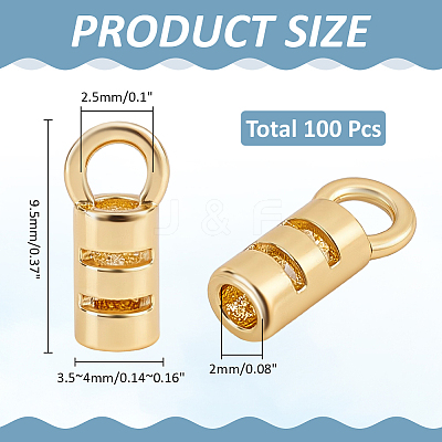 100Pcs Brass Cord Ends KK-ME0004-93-1