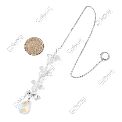 3Pcs Leaf Glass Hanging Suncatchers HJEW-TADJ0014-1