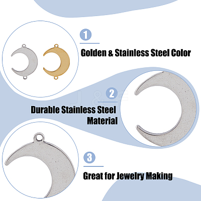 60Pcs 2 Colors 201 Stainless Steel Connector Charms STAS-UN0044-26-1