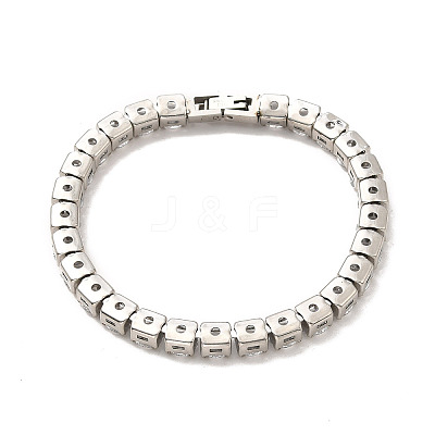 Clear Cubic Zirconia Tennis Bracelet BJEW-E009-25B-P-1