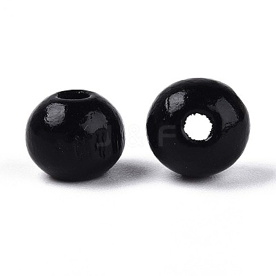 Spray Painted Round Natural Schima Wood Beads WOOD-A018-8mm-03-1