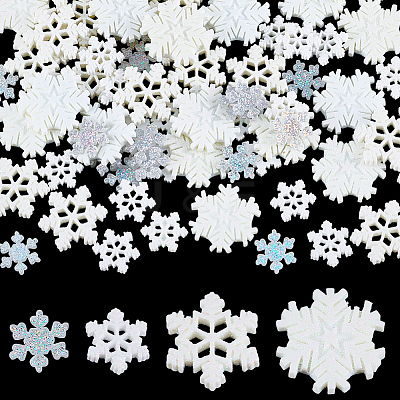 100Pcs 4 Styles Christmas Opaque & Transparent Resin Cabochons RESI-NB0002-15-1