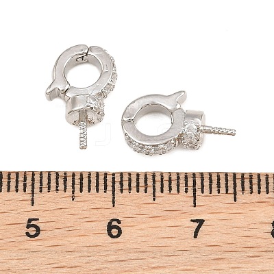 Brass Micro Pave Clear Cubic Zirconia Fold Over Clasps CU-CBA3901-01P-1