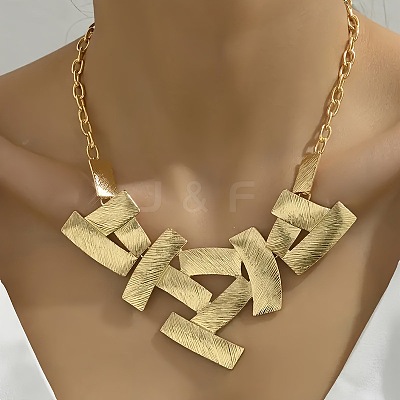 Rectangle Alloy Pendant Bib Necklaces FS-WG7FB46-01-1