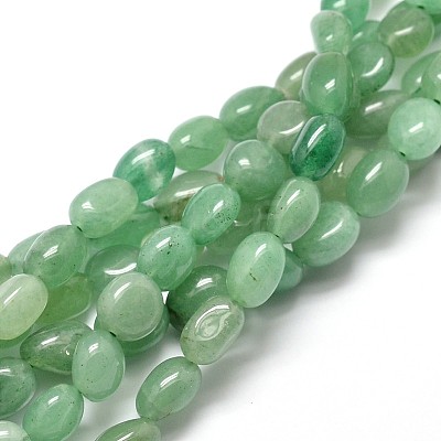 Natural Green Aventurine Gemstone Smooth Oval Bead Strands G-J335-26-1