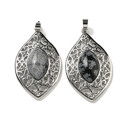 Natural Snowflake Obsidian Pendants G-Q158-02A-1