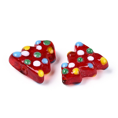 Christmas Theme Handmade Lampwork Bumpy Beads LAMP-G142-06A-1