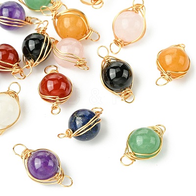 16Pcs 8 Style Natural Gemstone Connector Charms PALLOY-CJ00053-1