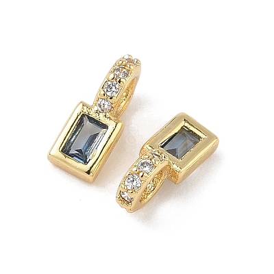 Brass Micro Pave Cubic Zirconia Charms KK-Q039-04B-G-1