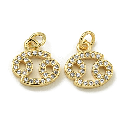 Rack Plating Brass Micro Pave Cubic Zirconia Pendants KK-K386-02J-G-1