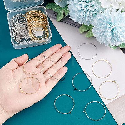 304 Stainless Steel Hoop Earring Findings STAS-UN0003-97-1