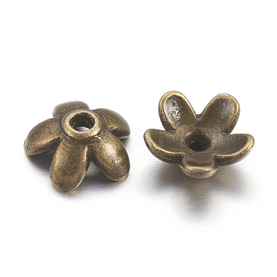 Tibetan Style  Zinc Alloy Bead Caps LS-TIBEB-6.5x3-AB-FF-1