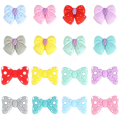 32Pcs 16 Colors Food Grade Eco-Friendly Silicone Focal Beads SIL-PA0001-33-1