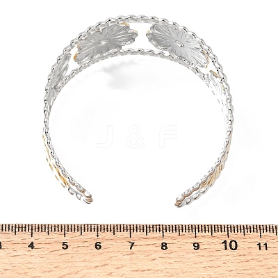 29MM Two Tone 304 Stainless Steel Hollow Flower Cuff Bangles for Women SA-CBAB767-25GP-1