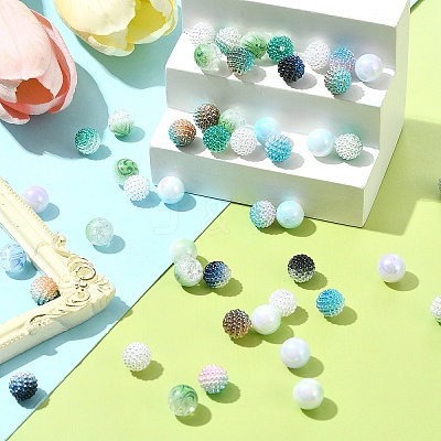200Pcs 10 Styles Imitation Pearl & Opaque Acrylic Berry Beads OACR-FS0001-96A-1