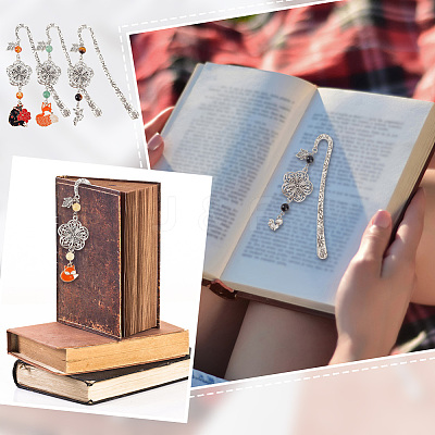 Tibetan Style Alloy Hook Bookmarks AJEW-AB00019-1