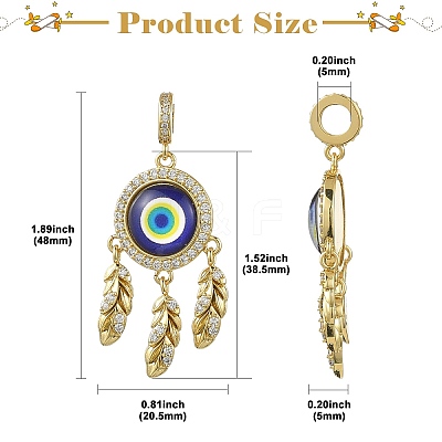 Brass Pave Clear Cubic Zirconia European Dangle Charms KK-CJC0018-08-1