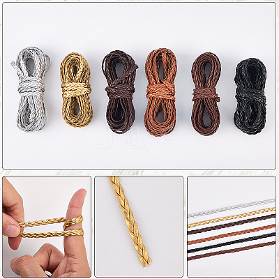 5M 3-Ply PU Leather Braided Cord LC-GF0001-12F-1