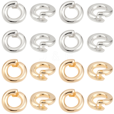 20Pcs 2 Colors Brass Locking Jump Rings KK-BBC0023-07A-1