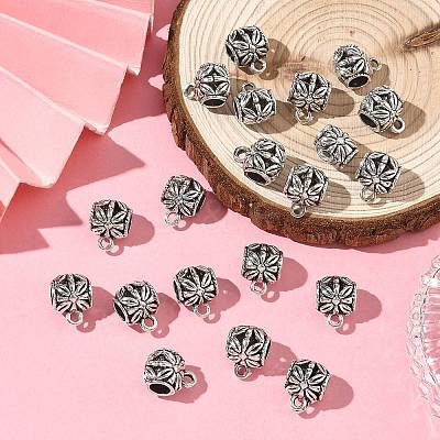 Tibetan Style Alloy Tube Bails X-PALLOY-S079-063AS-1