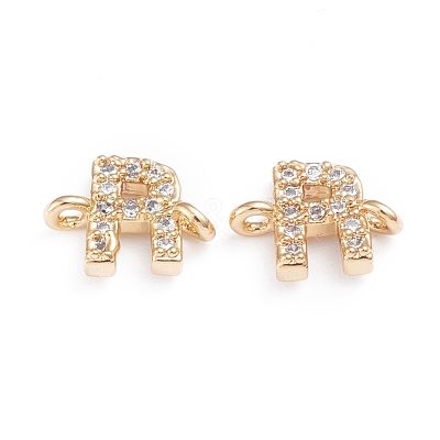 Brass Micro Pave Cubic Zirconia Letter Links ZIRC-I042-16G-R-1