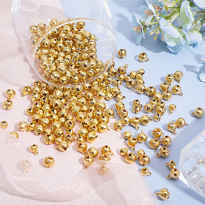 240Pcs 3 Styles Brass Christmas Bell Charms KK-CA0002-57G-1