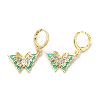 Butterfly Golden Brass Dangle Leverback Earrings EJEW-L268-035G-02-1
