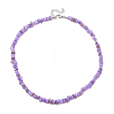 Dyed Natural Freshwater Shell Nuggets Beaded Necklaces NJEW-JN05488-03-1
