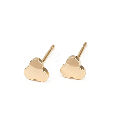 Brass Clover Stud Earrings for Women EJEW-G441-06D-G-1