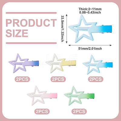 10Pcs 5 Colors Gradient Color Iron Alligator Hair Clips OHAR-TA0001-14-1
