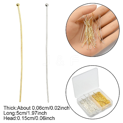 160Pcs 2 Colors Brass Ball Head Pins KK-YW0002-91-1