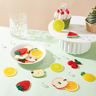 24Pcs 8 Styles Fruit Theme Plastic Cabochons KY-GA0001-25-1