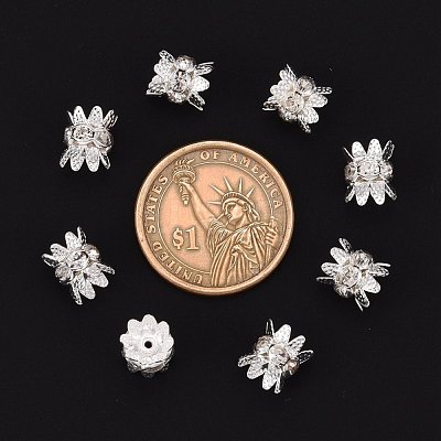 Brass Rhinestone Bead Caps X-RB-H042-14-1