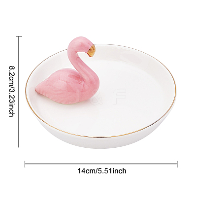 Porcelain Flamingo Ring Holder DJEW-WH0011-26-1