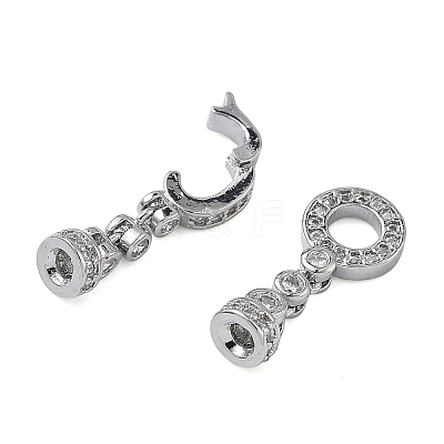 Ring Brass Micro Pave Clear Cubic Zirconia Fold Over Clasps KK-Z143-21P-1