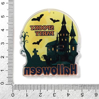 Halloween Theme Double Sided Printed Acrylic Big Pendants OACR-Z023-02M-1