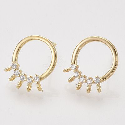 Brass Cubic Zirconia Stud Earring Findings X-KK-S350-026-1