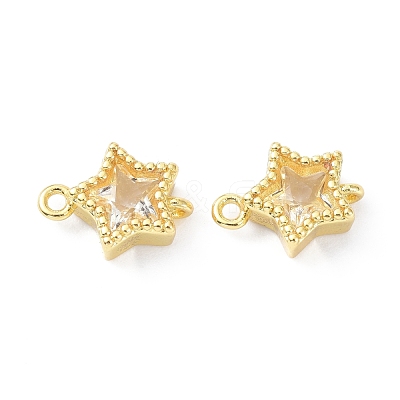 Eco-Friendly Brass Micro Pave Clear Cubic Zirconia Links Connectors ZIRC-C022-06G-1