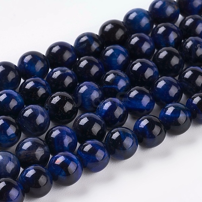 Natural Blue Tiger Eye Beads Strands X-G-G099-6mm-13-1
