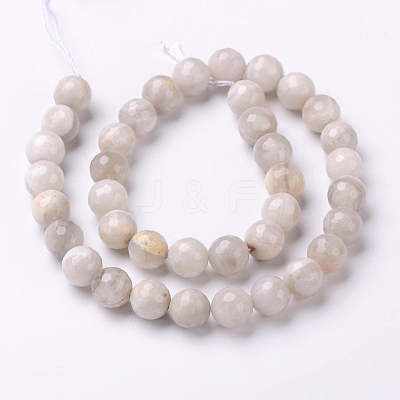 Faceted Natural Agate Round Bead Strands G-L383-11-4mm-1