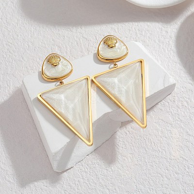 304 Stainless Steel & Acrylic Dangle Stud Earrings for Women EJEW-A164-06A-G-1
