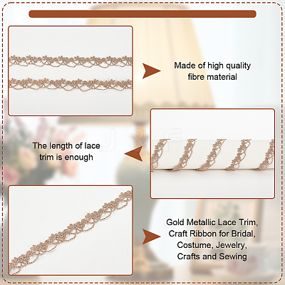 10 Yards Gold Metallic Lace Trim OCOR-OC0001-22-1