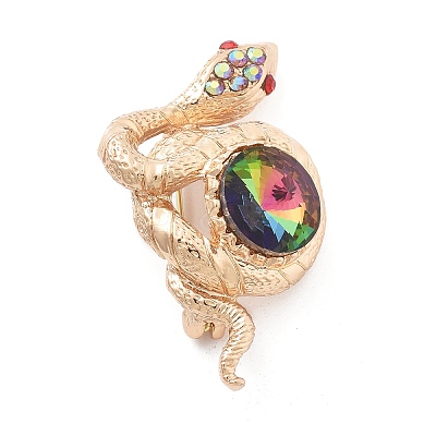 Snake Alloy Rhinestone Brooches JEWB-E041-03KCG-1