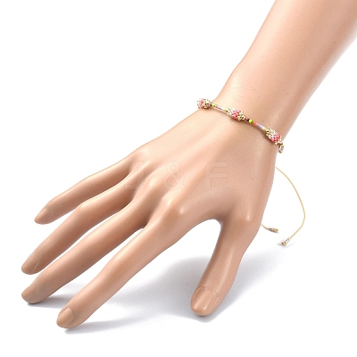 Glass Seed Column Link Bracelet BJEW-MZ00030-02-1