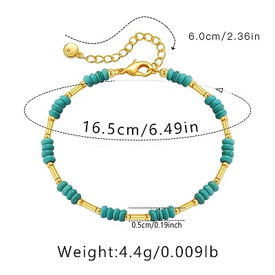 Synthetic Turquoise & Brass Beaded Bracelets for Women OR9235-1