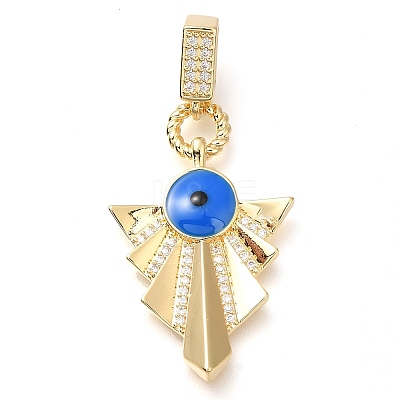 Brass Micro Pave Clear Cubic Zirconia Enamel Pendants KK-S049-30G-1