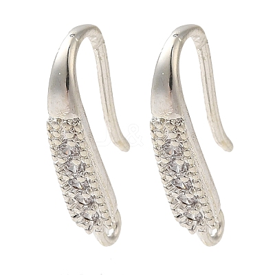 Rack Plating Brass Micro Pave Clear Cubic Zirconia Earring Hooks KK-A231-11S-1