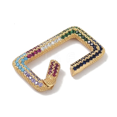 Rack Plating Brass Micro Pave Cubic Zirconia Sping Gate Rings KK-NH0002-16G-02-1