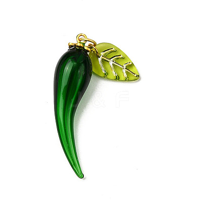 Brass Enamel & Handmade Lampwork Pendants LAMP-H068-03G-02-1